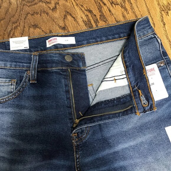 Signature Levis Strauss Jeans Mens 32x30 Slim Fit Blue Stretch Denim Super Flex - Picture 8 of 12